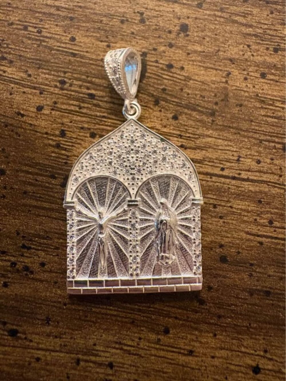 925 Sterling Silver Jesus and Mary Religious Pendant